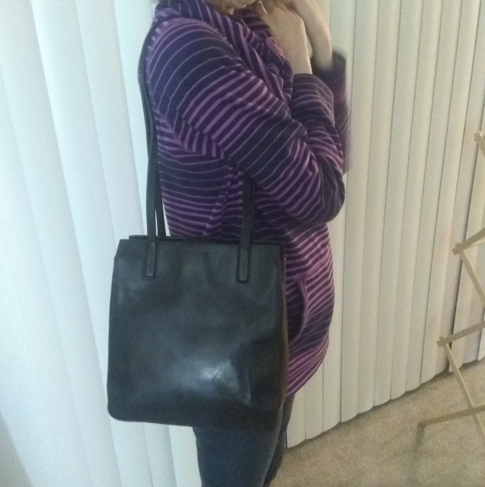 Nine West Black Leather Tote Bag